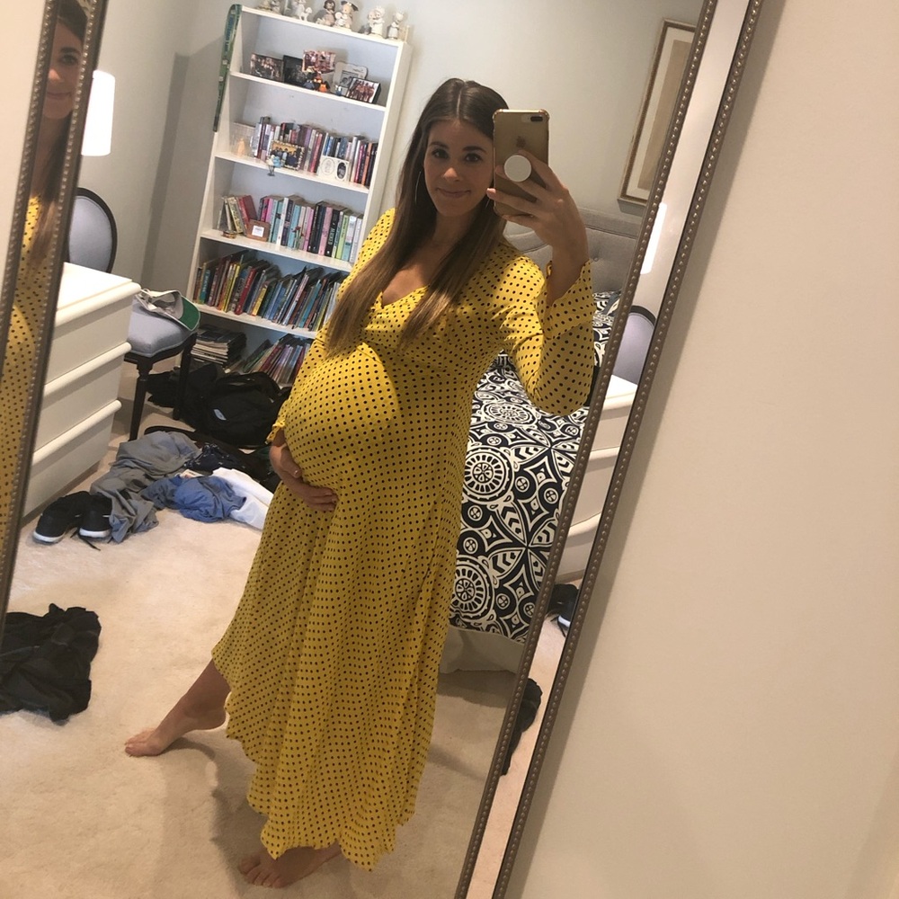 Yellow Polka Dot Maternity Dress